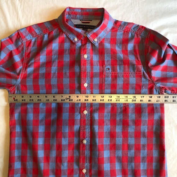 Tommy Hilfiger Red and Blue Casual Button Down Shirt Size XL (20) - Picture 3 of 7